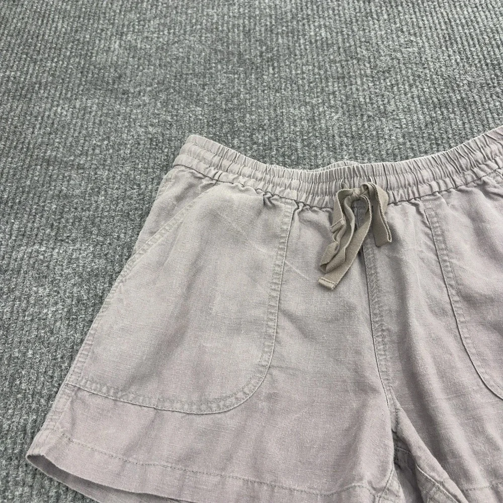 Point Sur Shorts Women XS Taupe Linen Drawstring Elastic Waist Casual Beach Boho